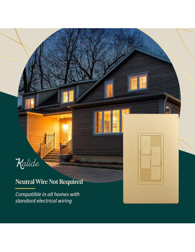 Interruptor Regulador de Luz Dual Kalide TOPGREENER Dorado 200W