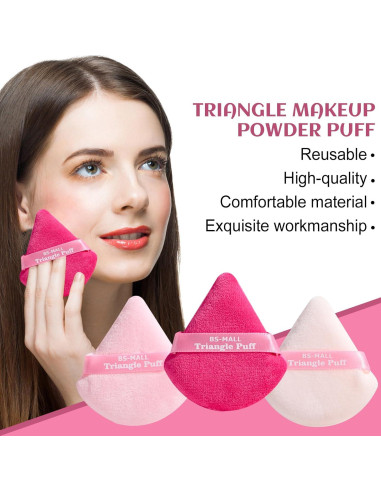 Esponja de Maquillaje Triangular BS-MALL Rosa - Set de 7 Piezas