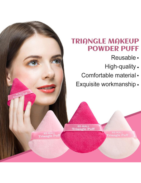 Esponja de Maquillaje Triangular BS-MALL Rosa - Set de 7 Piezas