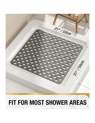 Alfombrilla de Ducha Antideslizante HITSLAM 53x53 cm Gris