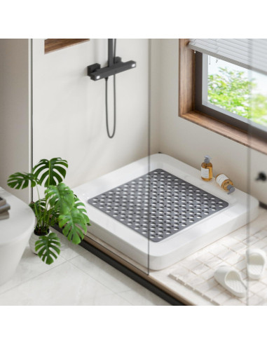 Alfombrilla de Ducha Antideslizante HITSLAM 53x53 cm Gris