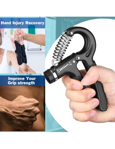 Entrenador de Fuerza de Agarre AIXPI Negro 11-60kg Ajustable