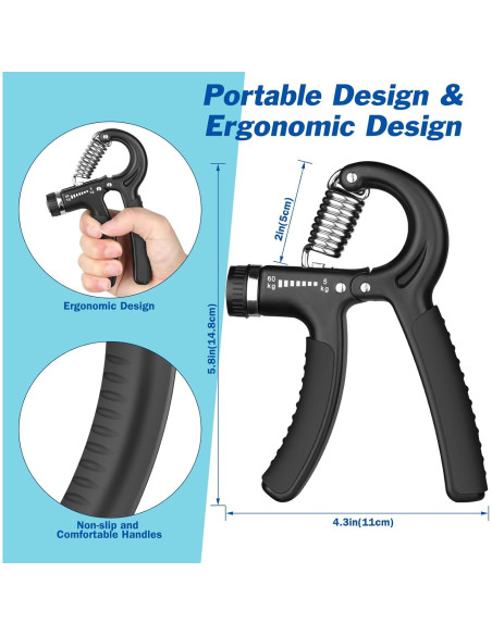 Entrenador de Fuerza de Agarre AIXPI Negro 11-60kg Ajustable