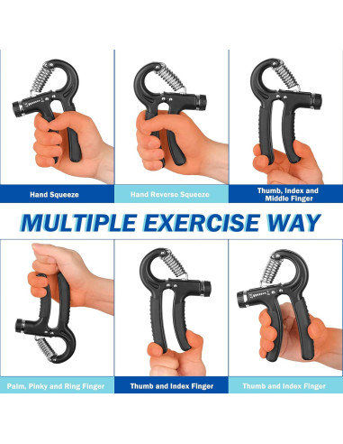 Entrenador de Fuerza de Agarre AIXPI Negro 11-60kg Ajustable