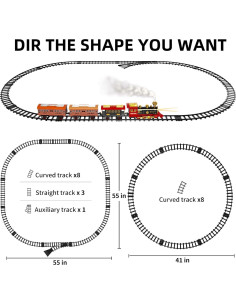 Juego de tren TEMI eléctrico con locomotora y pista 177 cm 2
