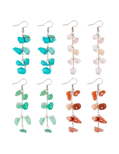 Pendientes de Gemas Naturales KISSITTY - 4 Pares para Mujeres