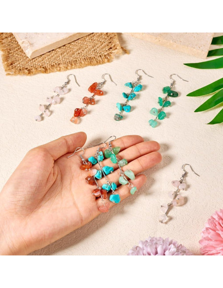 Pendientes de Gemas Naturales KISSITTY - 4 Pares para Mujeres