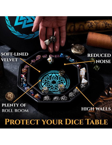 Bandeja de Dados Soar Forge Octagonal Azul 20 cm D&D