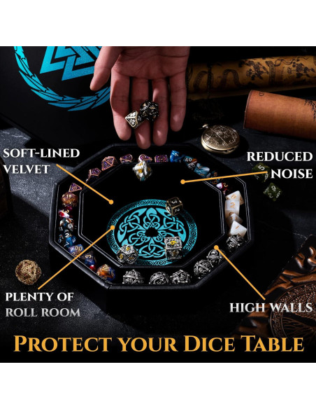 Bandeja de Dados Soar Forge Octagonal Azul 20 cm D&D