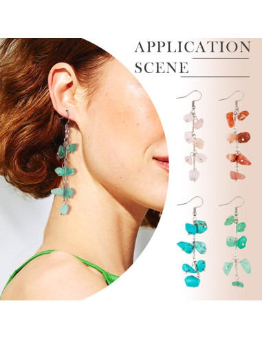Pendientes de Gemas Naturales KISSITTY - 4 Pares para Mujeres