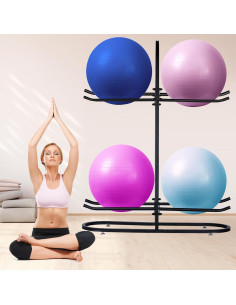Soporte para Pelotas de Ejercicio MEIPEIQIZHI - Almacenamiento para 4 Pelotas 2