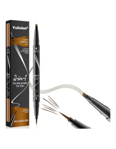 Lápiz de Cejas Líquido 2-en-1 Yulinlon Marrón Oscuro