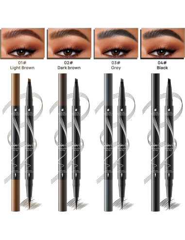 Lápiz de Cejas Líquido 2-en-1 Yulinlon Marrón Oscuro