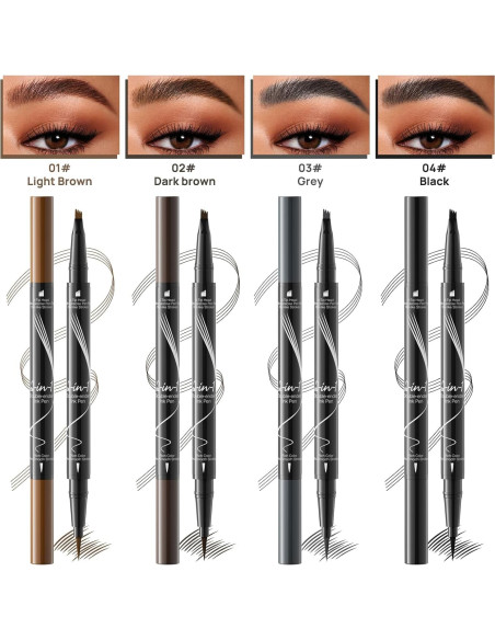 Lápiz de Cejas Líquido 2-en-1 Yulinlon Marrón Oscuro