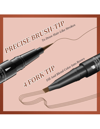 Lápiz de Cejas Líquido 2-en-1 Yulinlon Marrón Oscuro