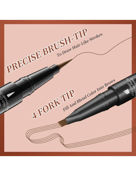 Lápiz de Cejas Líquido 2-en-1 Yulinlon Marrón Oscuro