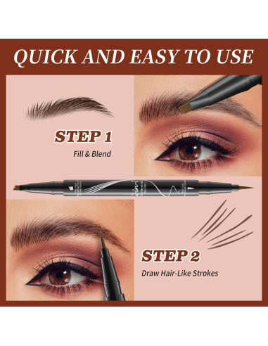 Lápiz de Cejas Líquido 2-en-1 Yulinlon Marrón Oscuro