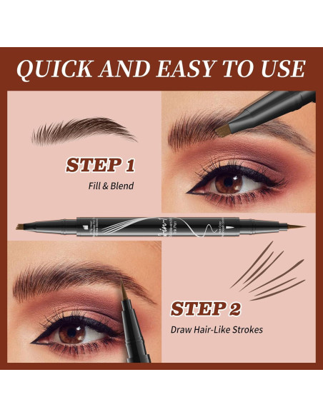 Lápiz de Cejas Líquido 2-en-1 Yulinlon Marrón Oscuro