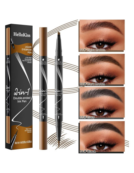 Lápiz de Cejas Líquido 2-en-1 Yulinlon Marrón Oscuro
