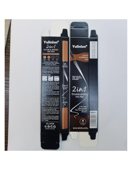 Lápiz de Cejas Líquido 2-en-1 Yulinlon Marrón Oscuro