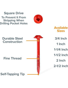 Tornillos para Agujeros de Bolsillo BORA 3.81 cm - 100 Piezas 2
