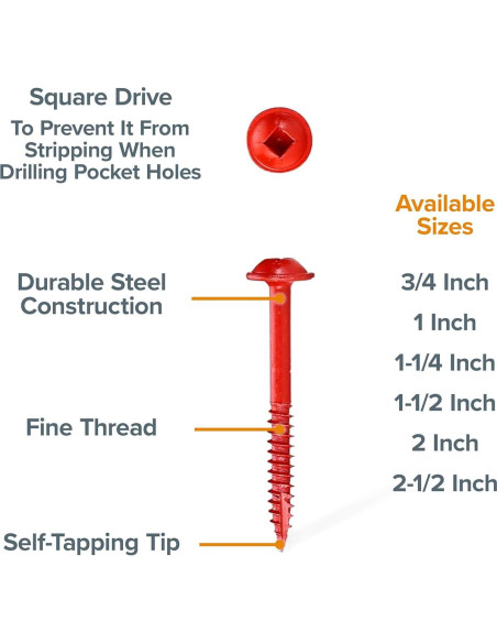 Tornillos para Agujeros de Bolsillo BORA 3.81 cm - 100 Piezas