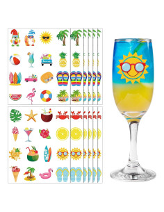 192 Pegatinas de Vino de Playa Watersay - Estilo Luau