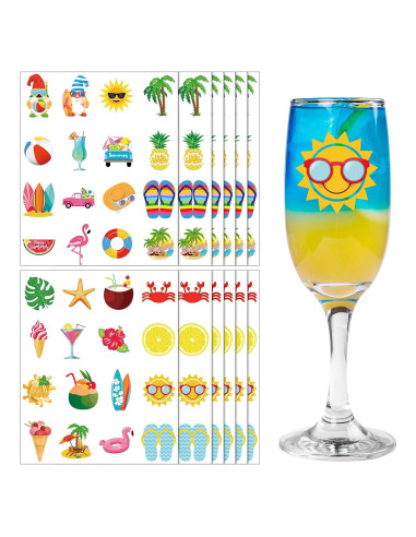 192 Pegatinas de Vino de Playa Watersay - Estilo Luau