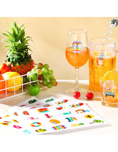 192 Pegatinas de Vino de Playa Watersay - Estilo Luau