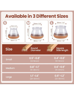 16 Protectores de Piso para Patas de Silla GEMOWN - Silicona y Fieltro 2