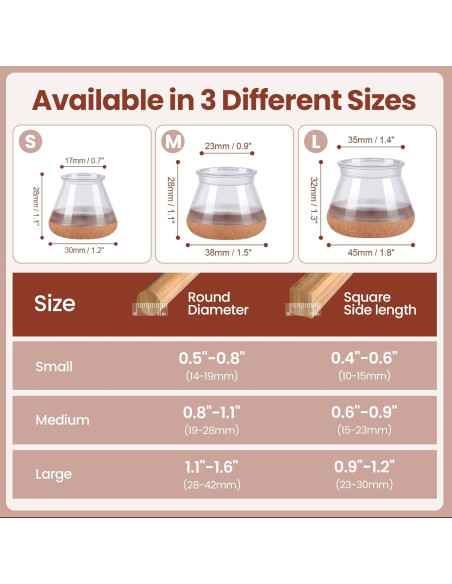 16 Protectores de Piso para Patas de Silla GEMOWN - Silicona y Fieltro