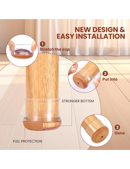 16 Protectores de Piso para Patas de Silla GEMOWN - Silicona y Fieltro