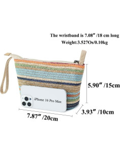 Cartera de muñeca BUBU diseño original rayas azules 20x10x15cm 2