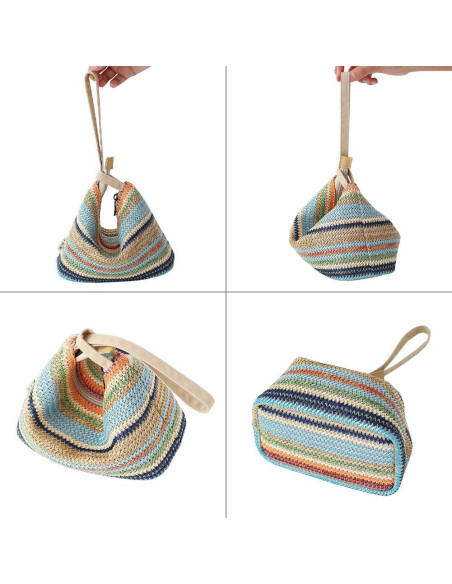 Cartera de muñeca BUBU diseño original rayas azules 20x10x15cm