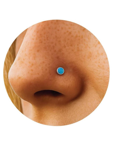 Stud de Nariz de Plata Esterlina 925 con Ópalo Turquesa 3mm