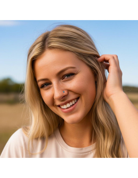 Stud de Nariz de Plata Esterlina 925 con Ópalo Turquesa 3mm