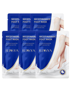 Mascarilla Hidratante para Pies Ilisya - 6 Paquetes con Nicotinamida y Manteca de Karité