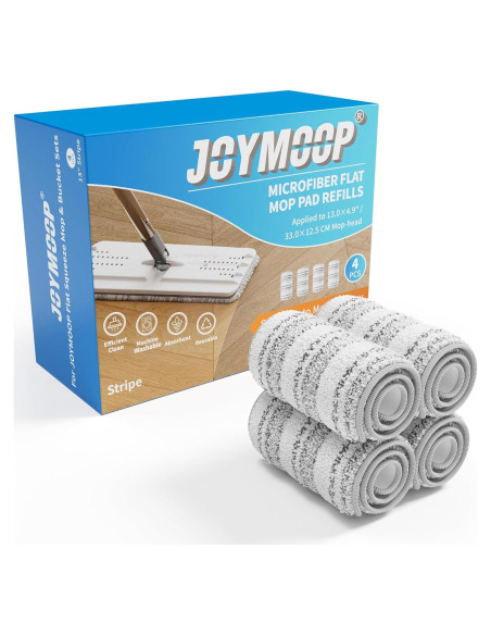 Almohadillas de Microfibra JOYMOOP para Mopa Plana 33cm - Paquete de 4