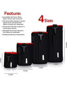 Juego de 4 Bolsas de Lente Neopreno Deco Gear Resistentes 2