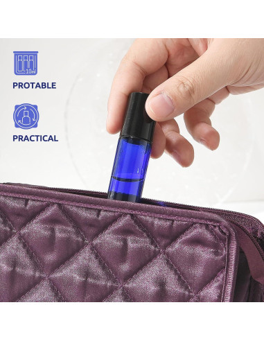 Paquete de 8 Botellas de Vidrio Azul 10ml Bofessor con Rodillo