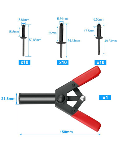 Juego de pistola de remaches Mejiao con 30 remaches de nylon