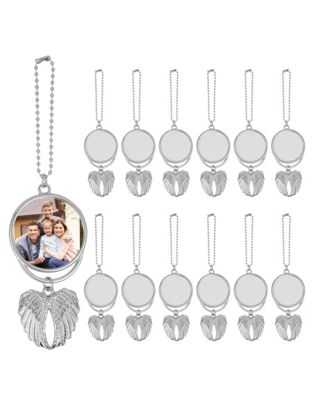 12 Llaveros de Sublimación OMISTAR con Alas de Ángel 4.6x16cm