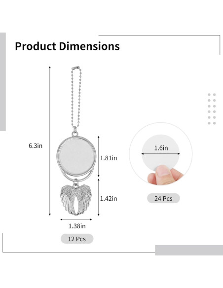 12 Llaveros de Sublimación OMISTAR con Alas de Ángel 4.6x16cm