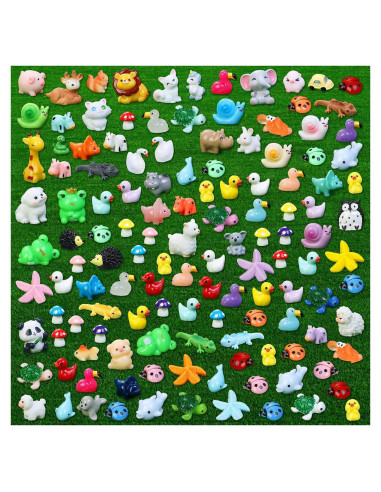 130 Mini Figuras de Animales de Resina Ekisemio para Decoración