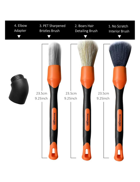 Juego de 3 Pinceles Detalladores YeewayVeh Naranja 190g