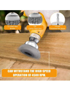 9 Piezas Cepillos de Alambre IPELY para Taladro 17.78 cm 2