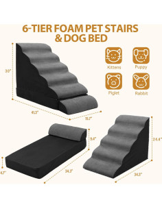 Escaleras para Perros A.FATI 6 Pasos Antideslizantes 76.2 cm 2