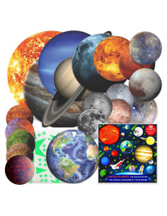 Calcomanías Brillantes en la Oscuridad 200 Piezas - PLANETAS NO CONTADOS