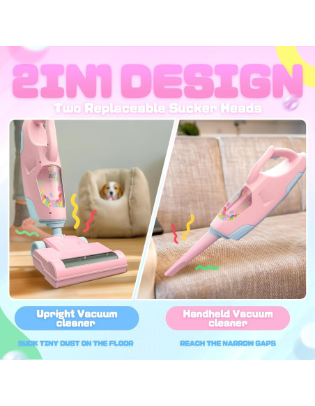 Aspiradora de Juguete Toy Choi Rosa 2 en 1 para Niños