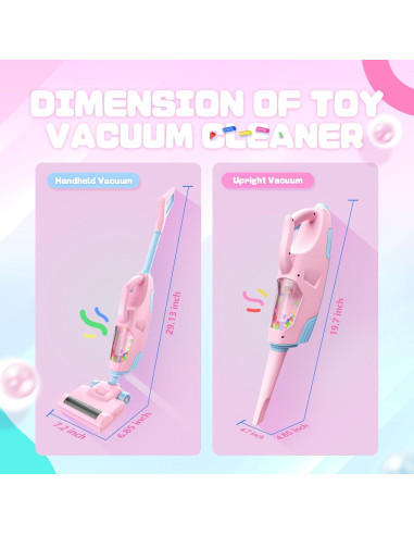 Aspiradora de Juguete Toy Choi Rosa 2 en 1 para Niños